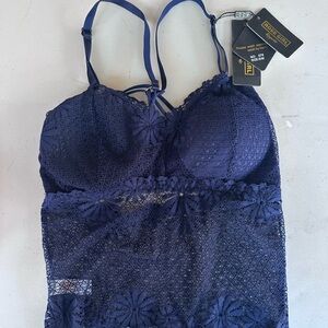 Rose Girl, Lace Top Navy Blue Size: S/M